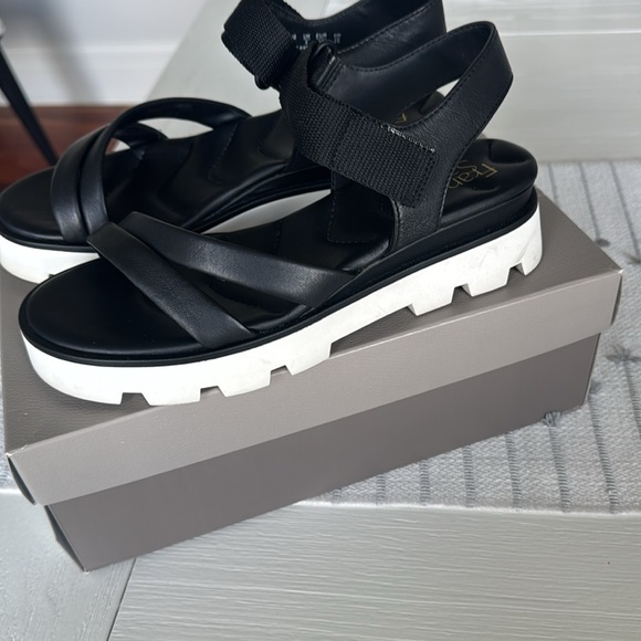Franco Sarto Black and White Sporty Sandals - Picture 3 of 6